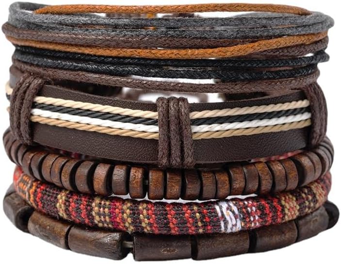JAVMOO Gothic Bracelet Adjustable Punk Braided Leather Multilayer Grunge Set Bracelets Emo Metal Cuff Wrap Bangles Meaningful Gift - Image 1